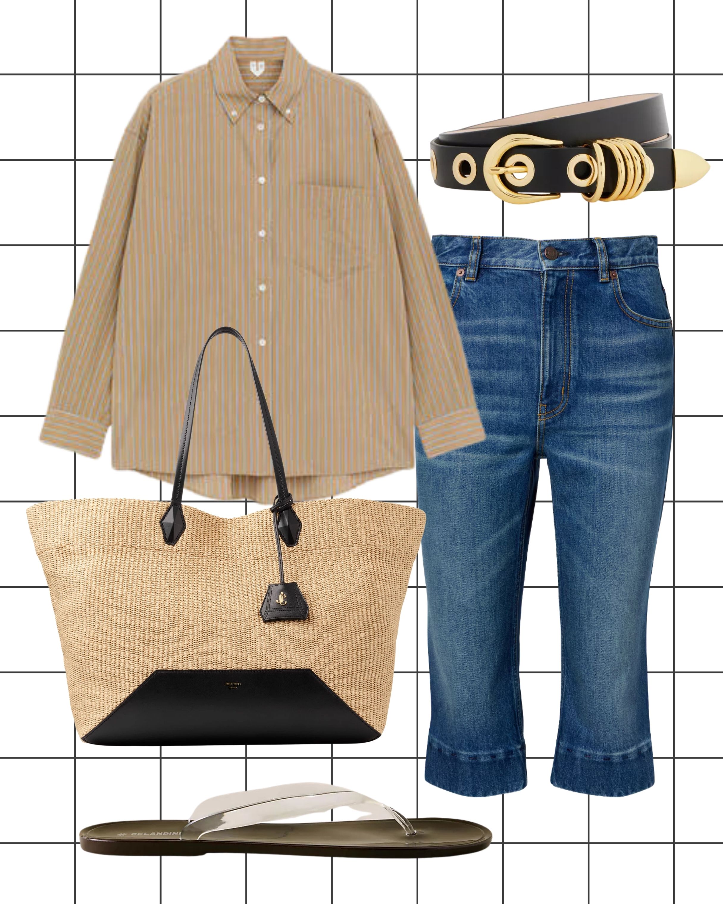 Denim capri summer outfits 2026 Arket, Jimmy Choo, Anthropologie, Selfridges, Mytheresa