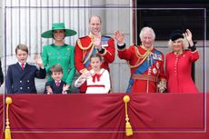 The royal family waving from the balcony at Buckingham Palace during Trooping the Colour