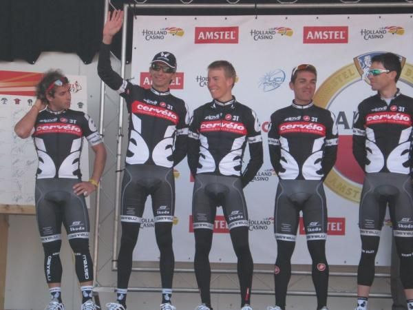 The Cervelo TestTeam on the start podium
