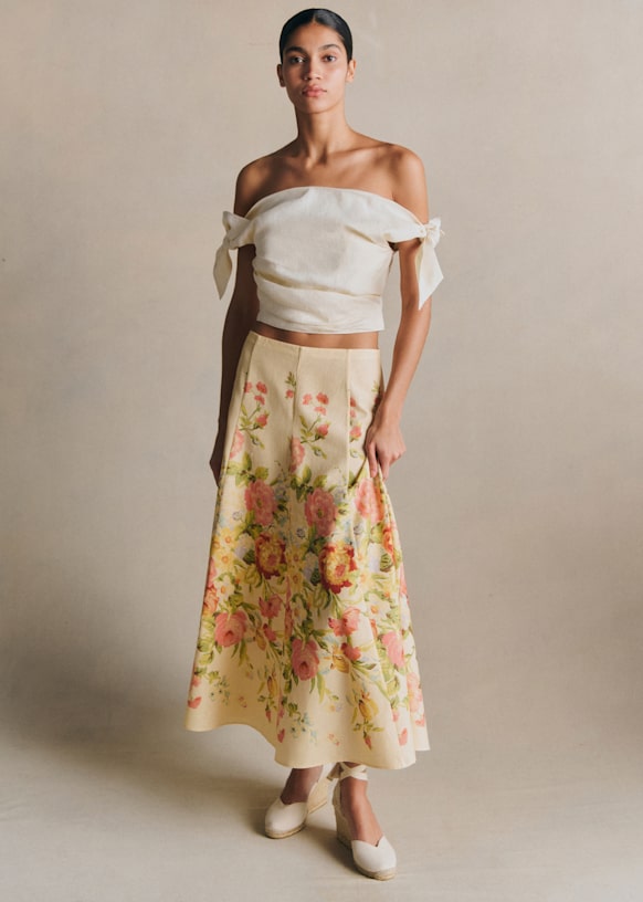 Soelle Skirt - Estate Print - Linen - S&amp;eacute;zane
