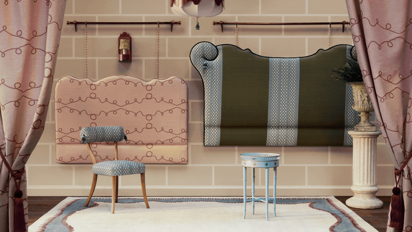 GIF of four rotating images showing interiors and imagery of the latest homeware releases. 
