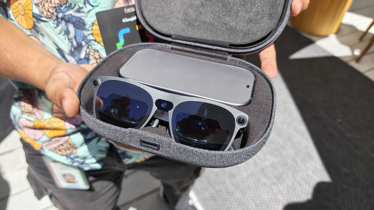 Xreal Project Aura glasses in the carrying case