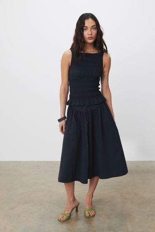 The Deba Midi Skirt, Navy