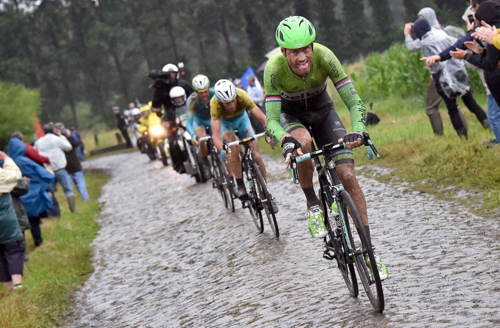 Cycling: 101th Tour de France / Stage 5
BOOM Lars (NED)/ NIBALI Vincenzo (ITA) Yellow Leader Jersey / FUGLSANG Jakob (DEN)/
Ypres - Arenberg Porte du Hainaut (152,5Km)/
Ronde van Frankrijk TDF Etape Rit pool bp(c) Tim De Waele