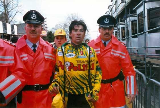 Gianni Bugno heads for the podium in 1994.