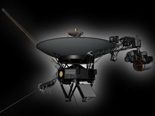 Only a computer artist could present NASA's Voyager spacecraft the way it appears here, in eerie perfection.