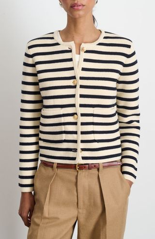 Paris Stripe Cotton & Cashmere Cardigan