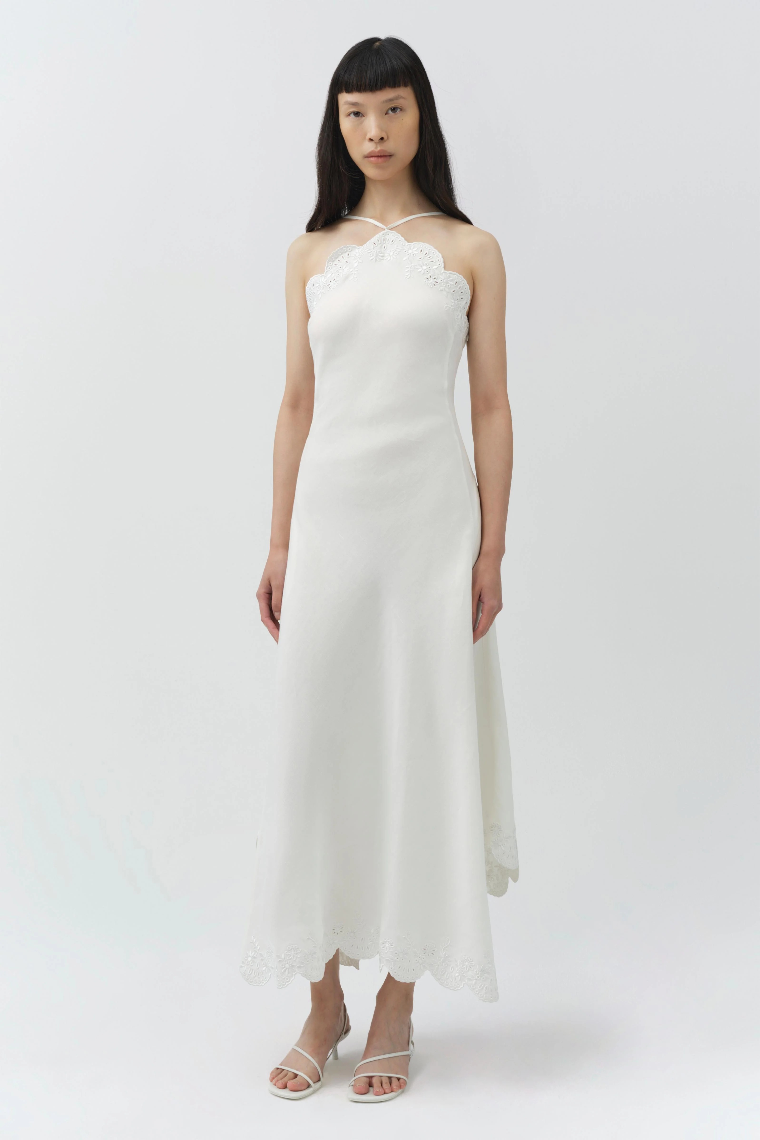 Simkhai, Gillian Embroidered Linen Midi Dress