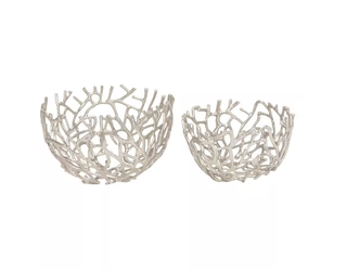 Aluminum coral bowl set in silver from Home Depot.