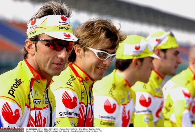 Andrea Tafi lined up in the 2005 Tour of Qatar with Saunier Duval