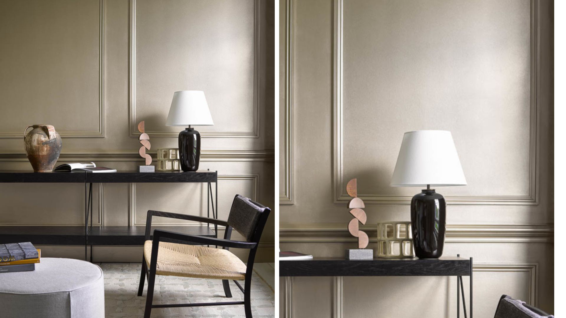 neutral living room with wall architrave