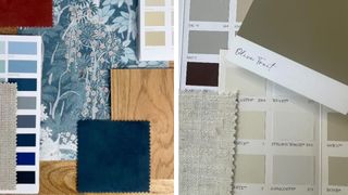 samples of fabric, wallpaper and paint