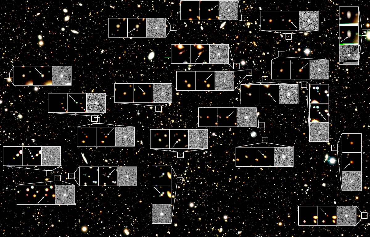 Photo of the Subaru deep field with 22 newly discovered ancient supernovas.