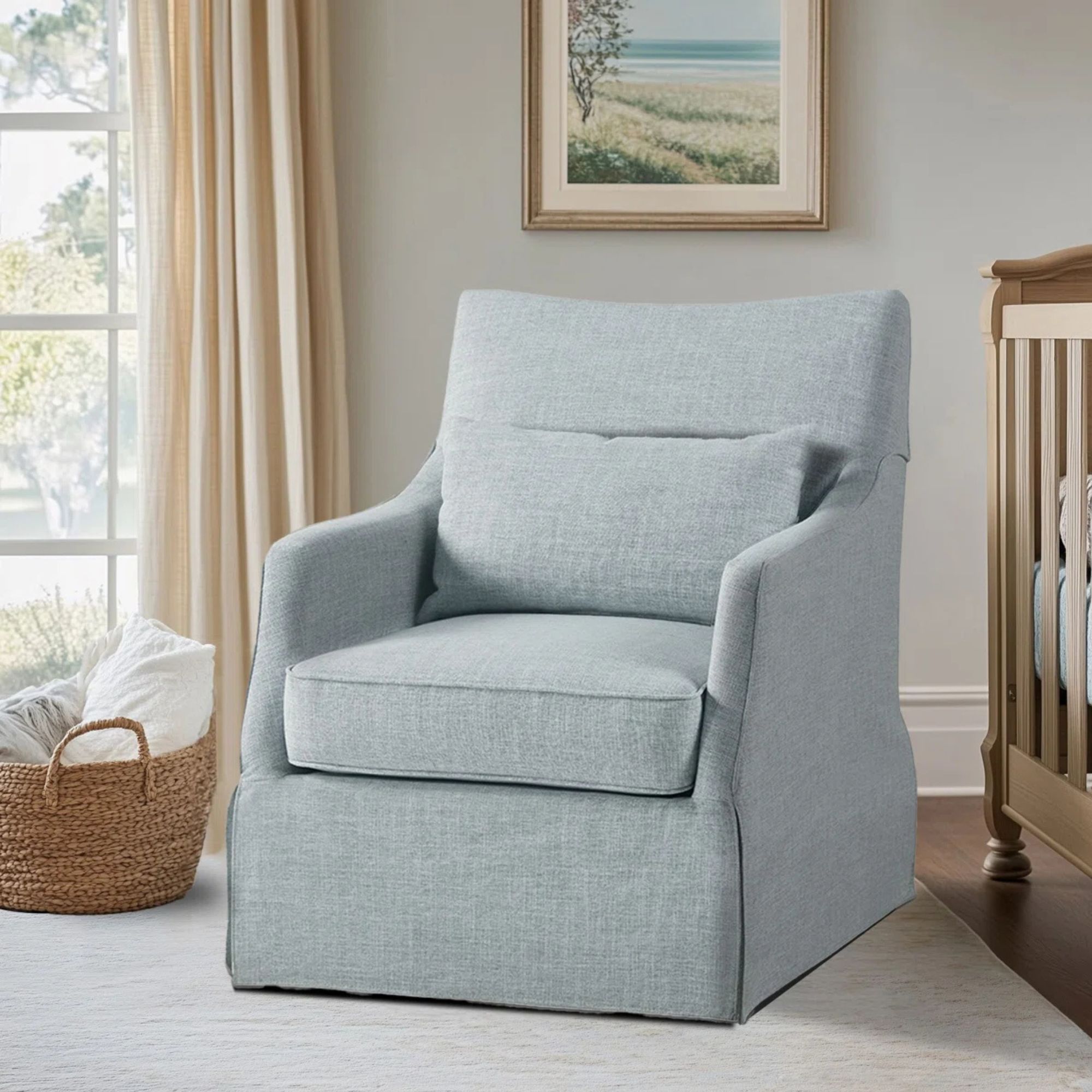 Martha Stewart London 360°Swivel Armchair with Lumbar Pillow