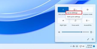 Bluetooth Settings option on Taskbar