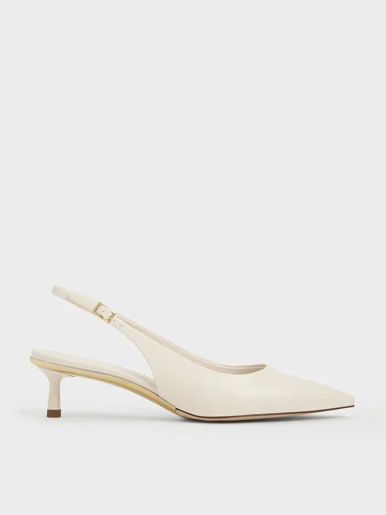 Curtis Pointed-Toe Kitten-Heel Slingback Pumps