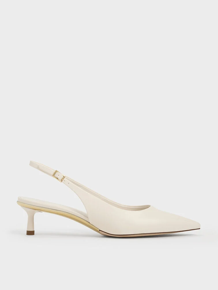 Curtis Pointed-Toe Kitten-Heel Slingback Pumps