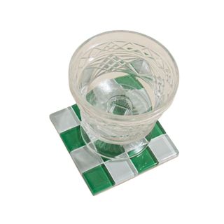 Green checkered drink coaster