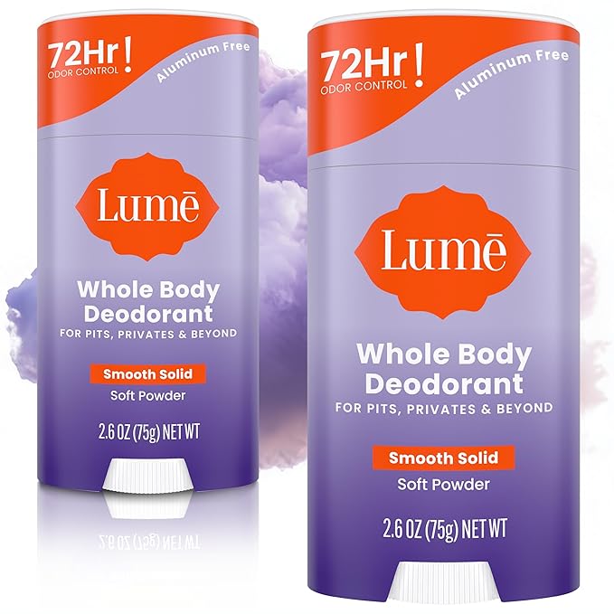 Lume, Whole Body Deodorant - Smooth Solid Stick - 72 Hour Odor Control - Aluminum Free