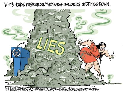 Political Cartoon U.S. Sarah Huckabee Sanders Lies Resigns