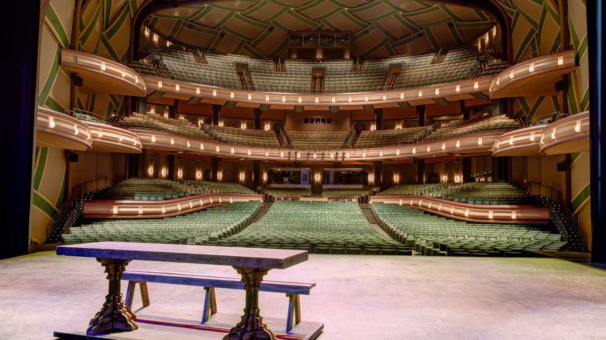 The stage alit at the Hult Center in Eugene, OR. 