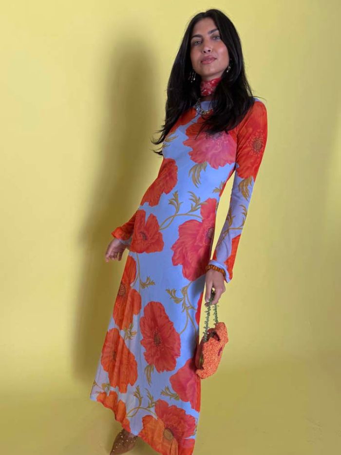 Never Fully Dressed Blue Poppy Aria Dress Petite