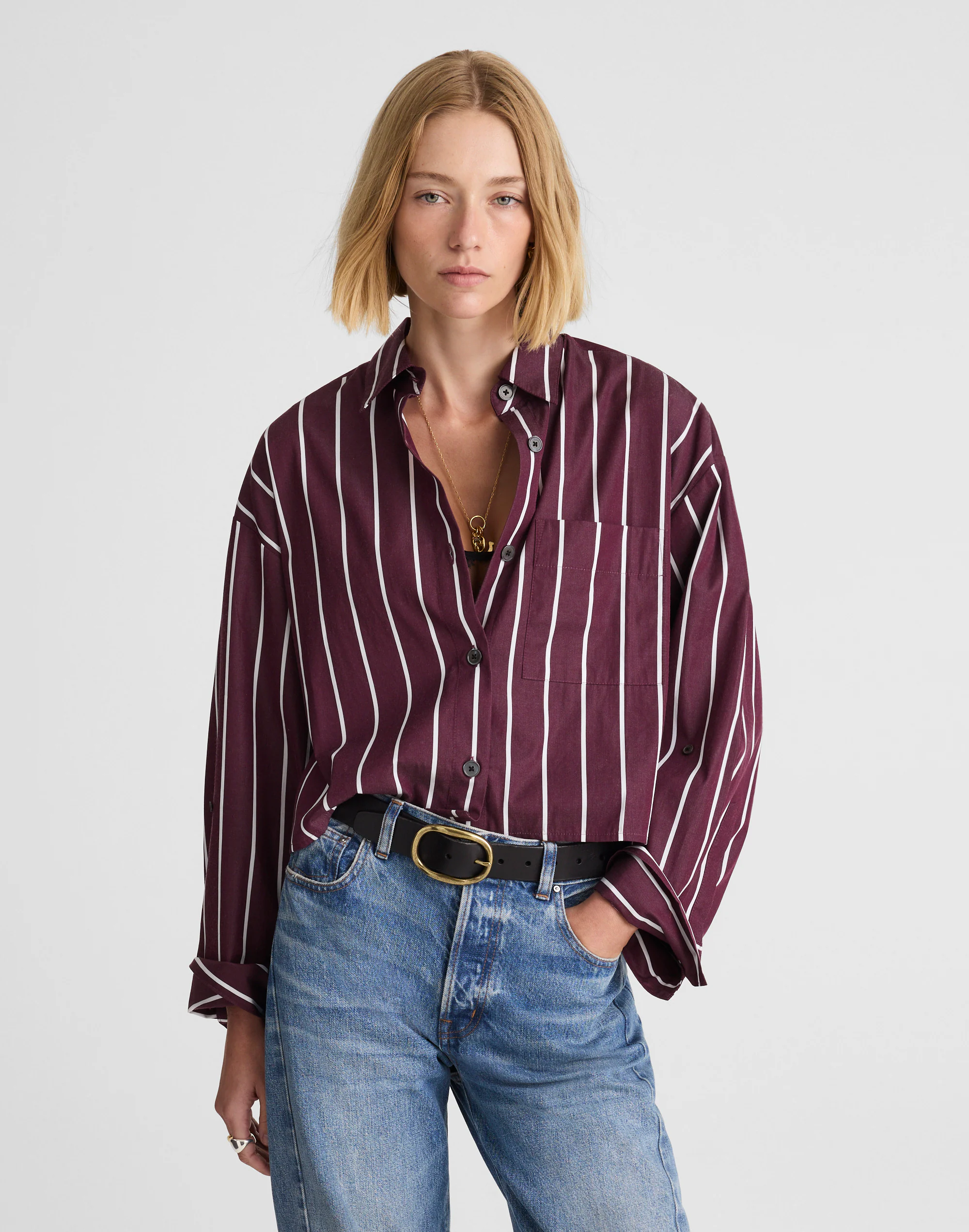 Straight-Hem Shirt in Poplin