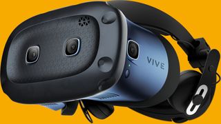 A Vive Cosmos with a Vive Cosmos External Tracking Mod attached to the front.