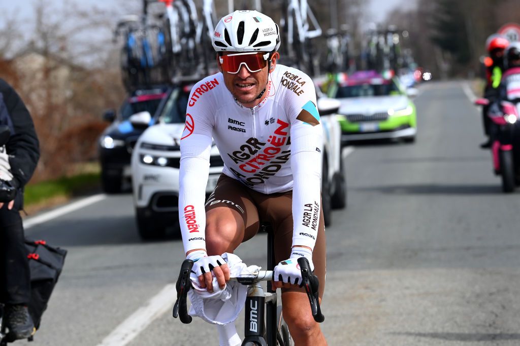 MILAN ITALY MARCH 16 Greg Van Avermaet of Belgium and AG2R Citren Team competes during the 103rd MilanoTorino 2022 a 197km one day race from Magenta to Rivoli MilanoTorino on March 16 2022 in Milan Italy Photo by Tim de WaeleGetty Images