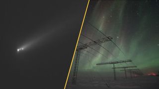 An exploded comet and the aurora borealis.