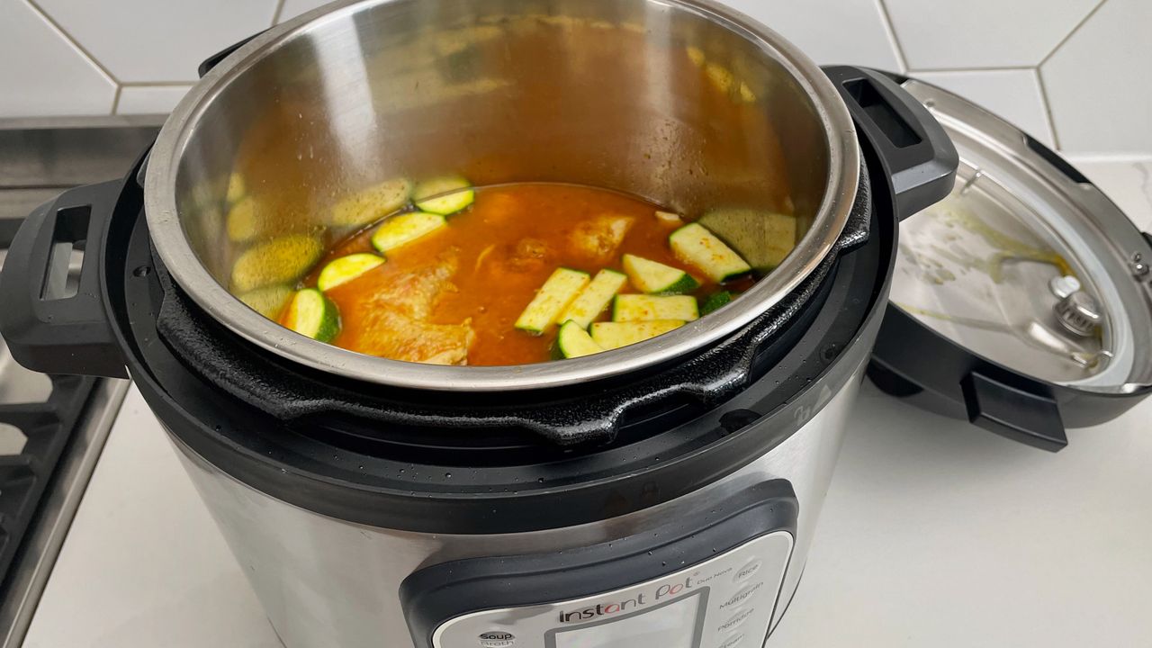 A thai red curry cooked in the Instant Pot Duo Nova