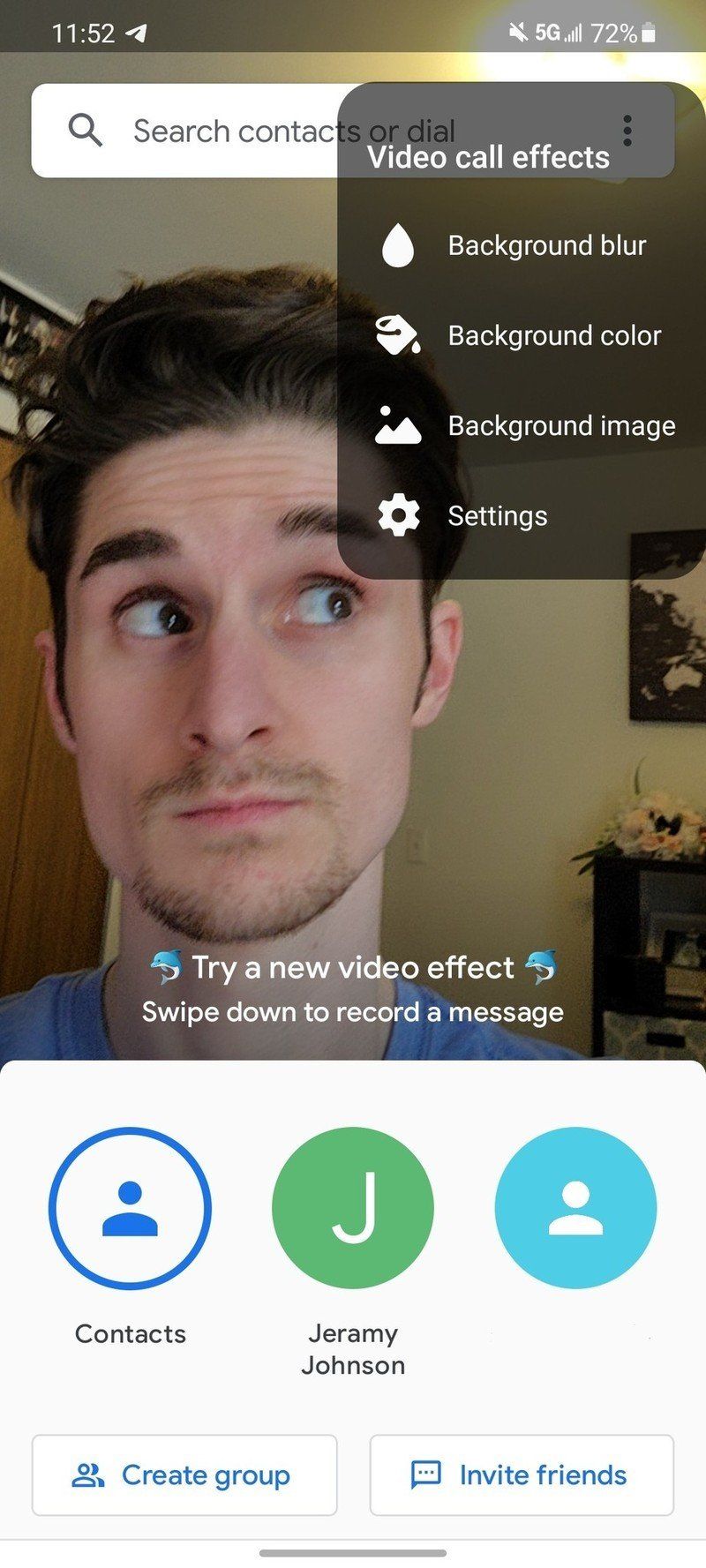 how to remove video call effects on android