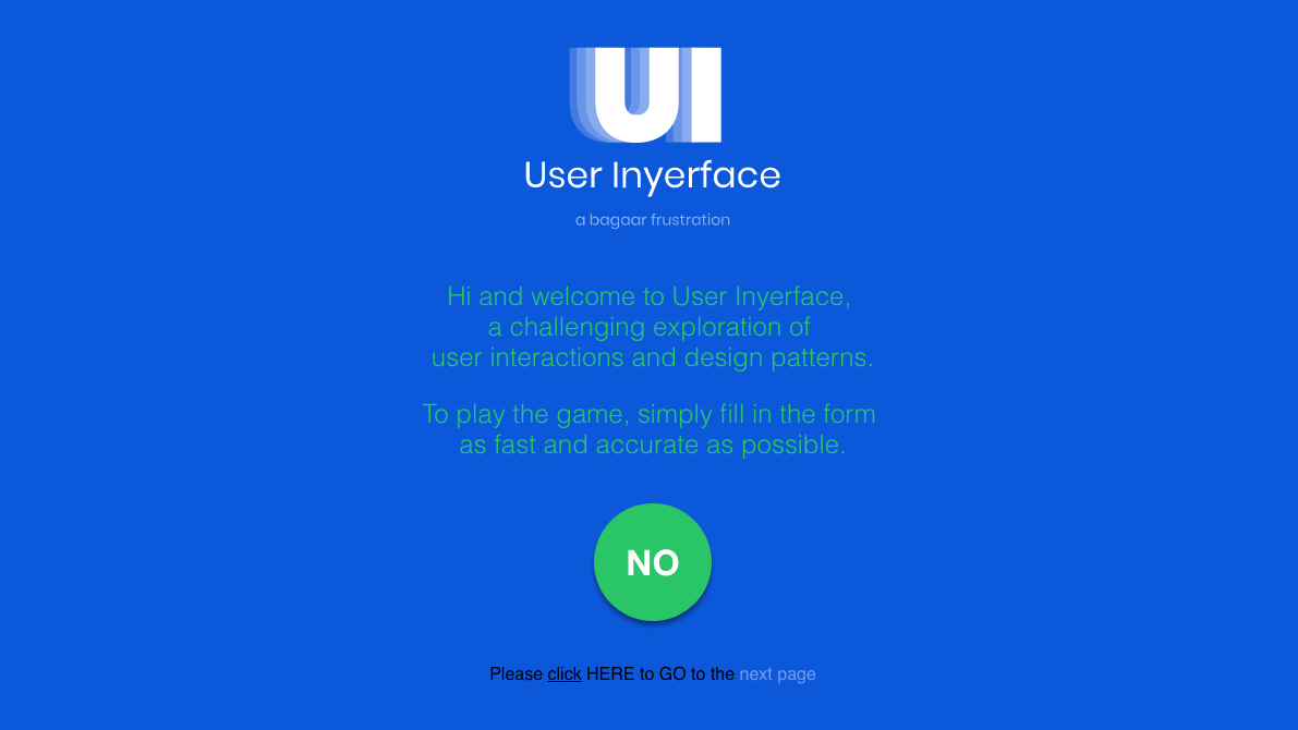 User Inyerface landing page