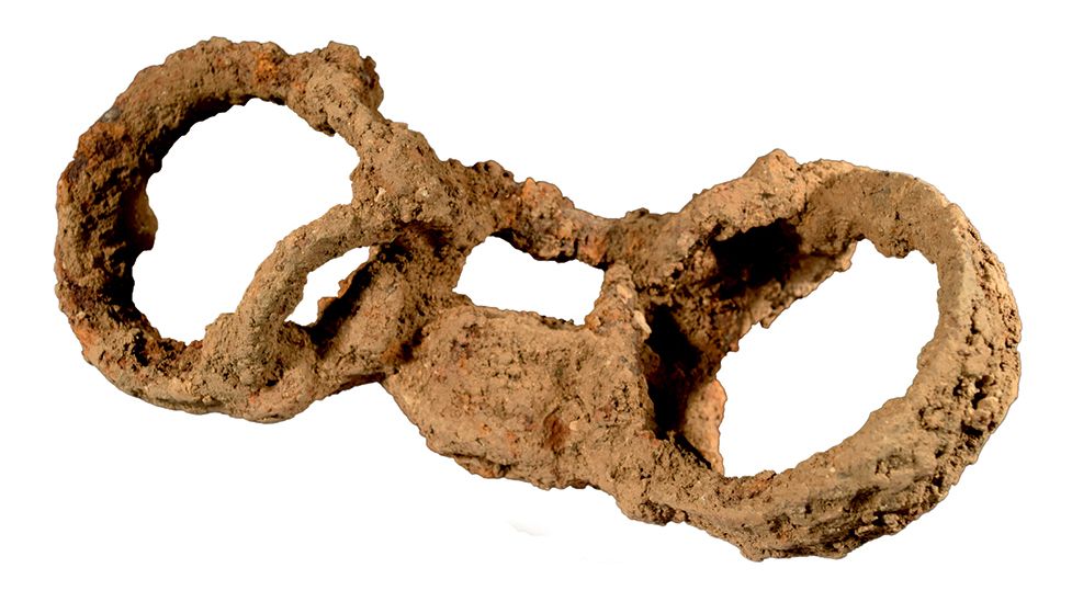 The Great Casterton Roman burial shackles were found locked around the skeleton&#039;s ankles.