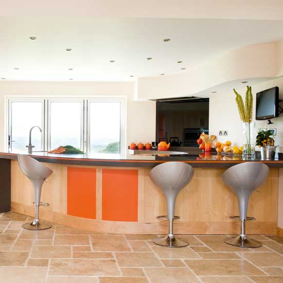 peninsula workstation and bar stools