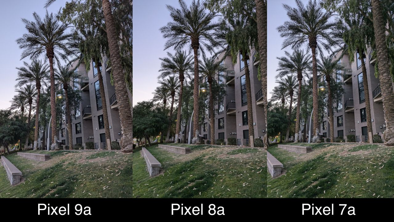 Camera samples comparing the Pixel 9a to the Pixel 8a and Pixel 7a.