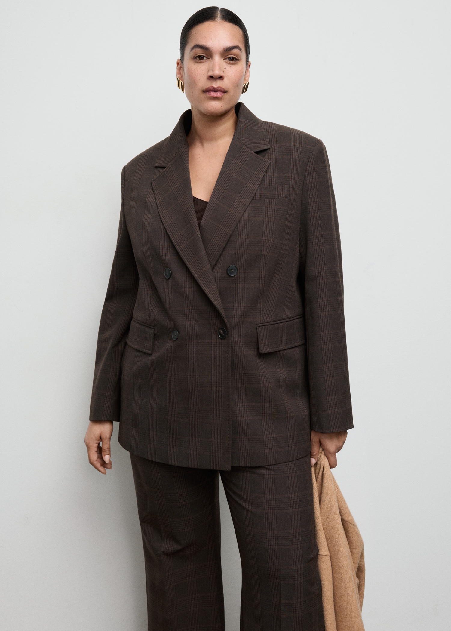 Double-Breasted Check Suit Jacket - Women | Mango United Kingdom