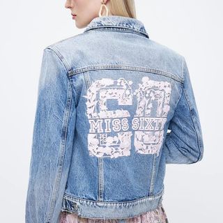 logo back denim jacket