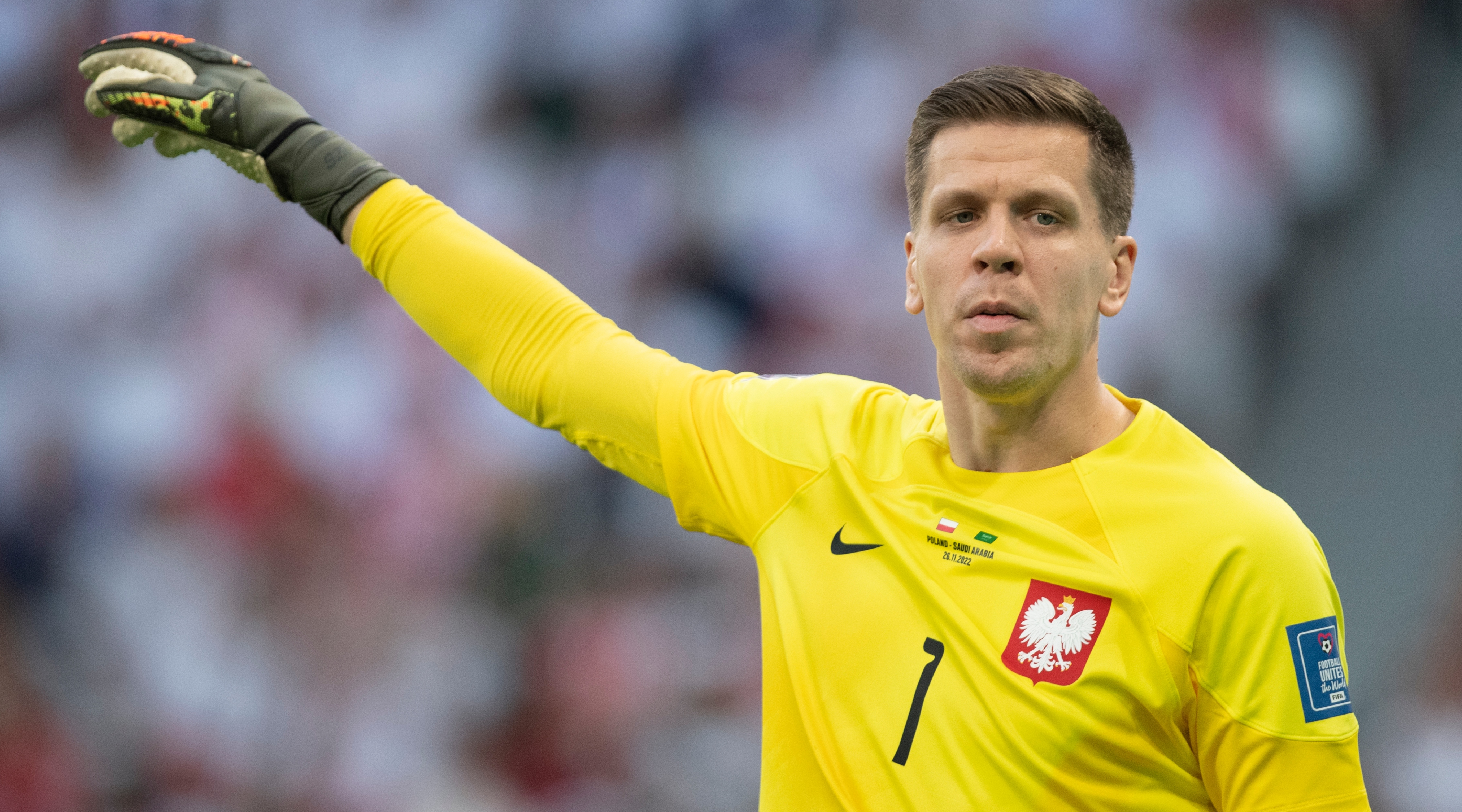 Wojciech Szczesny of Poland gestures during the FIFA World Cup 2022 group stage match between Poland and Saudi Arabia at the Education City Stadium on November 26, 2022 in Al Rayyan, Qatar.