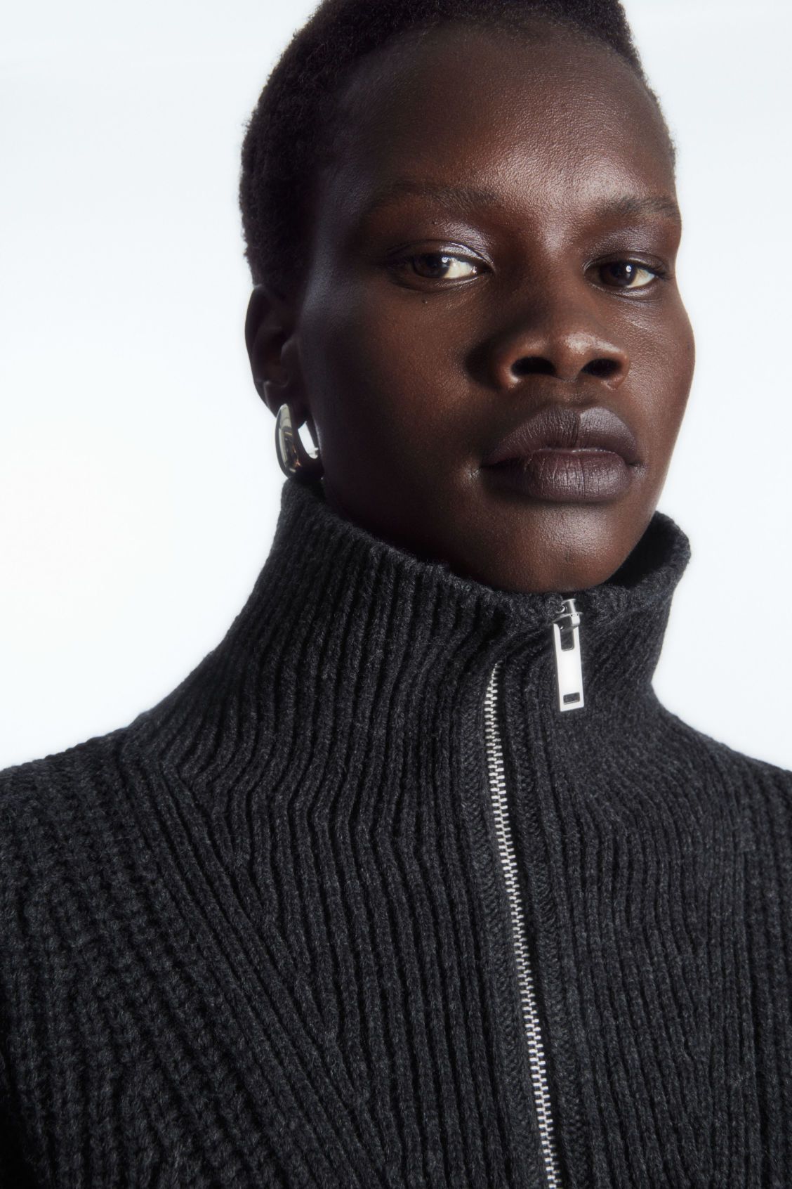 Half-Zip Funnel-Neck Wool Sweater