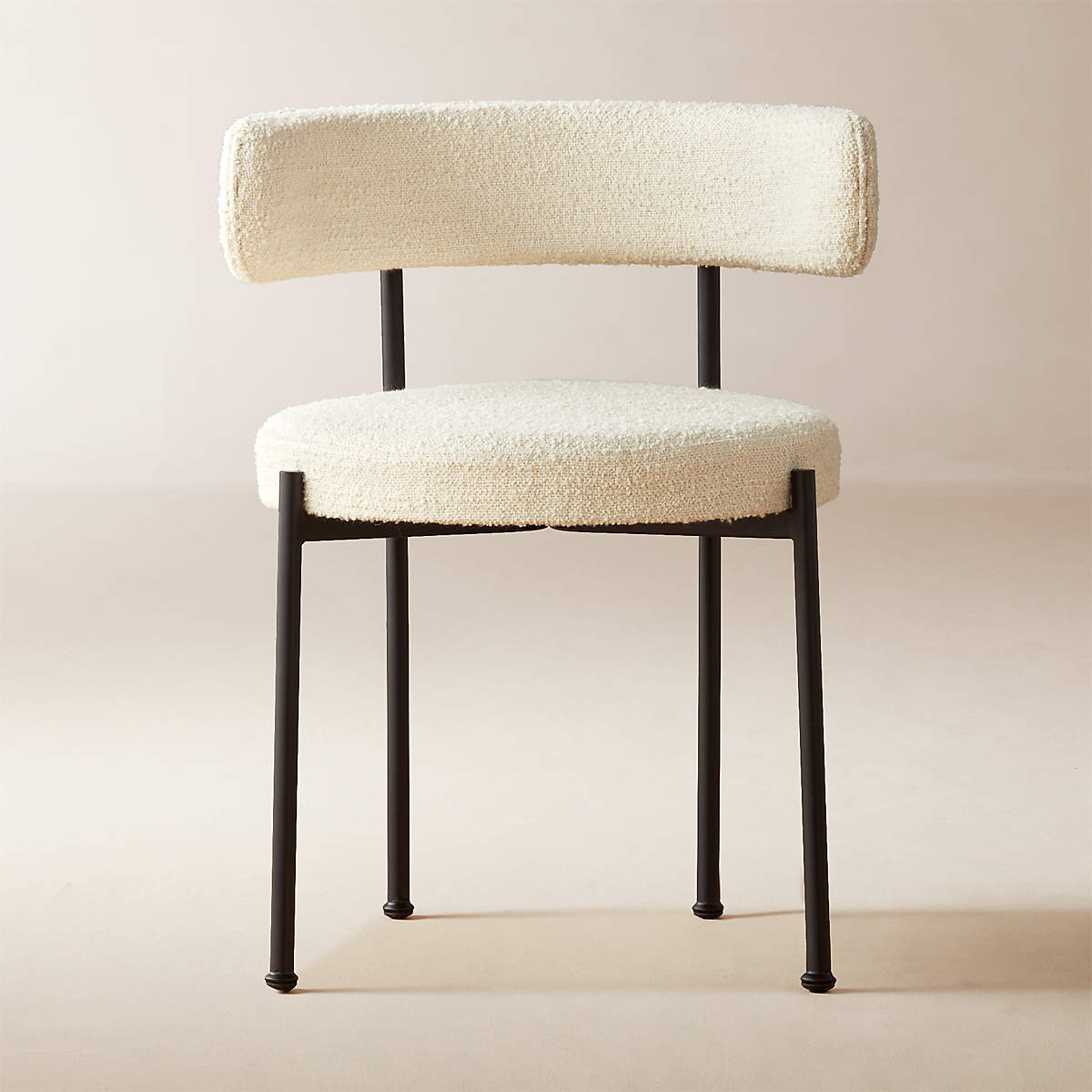 white boucle dining chair