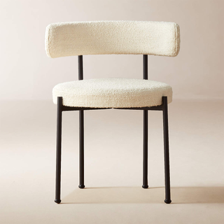 white boucle dining chair