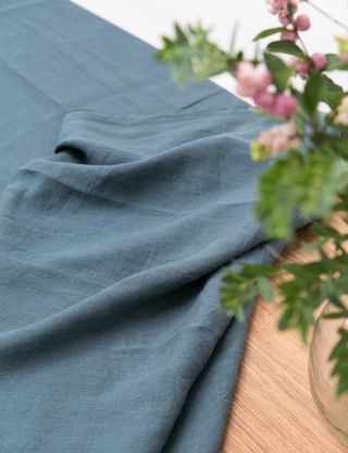 Eco Linen Table Cloth in Petrol Blue