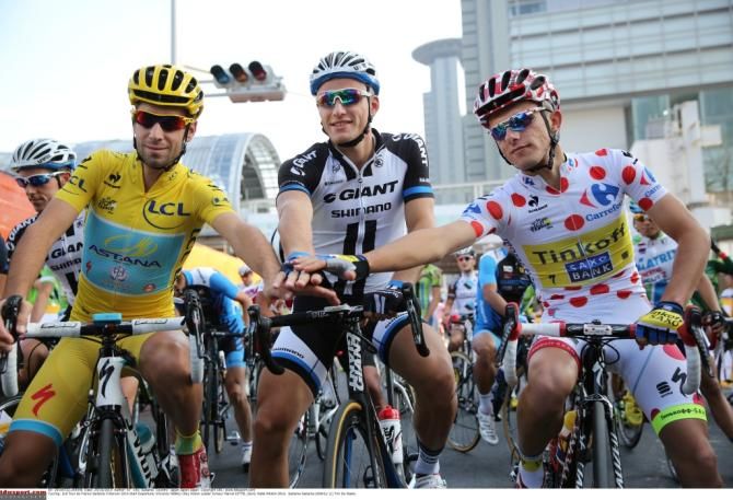Vincenzo Nibali, Marcel Kittel and Rafal Majka at the Saitama Criterium.