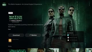 The Matrix Awakens product listing on the PlayStation Store on PS5
