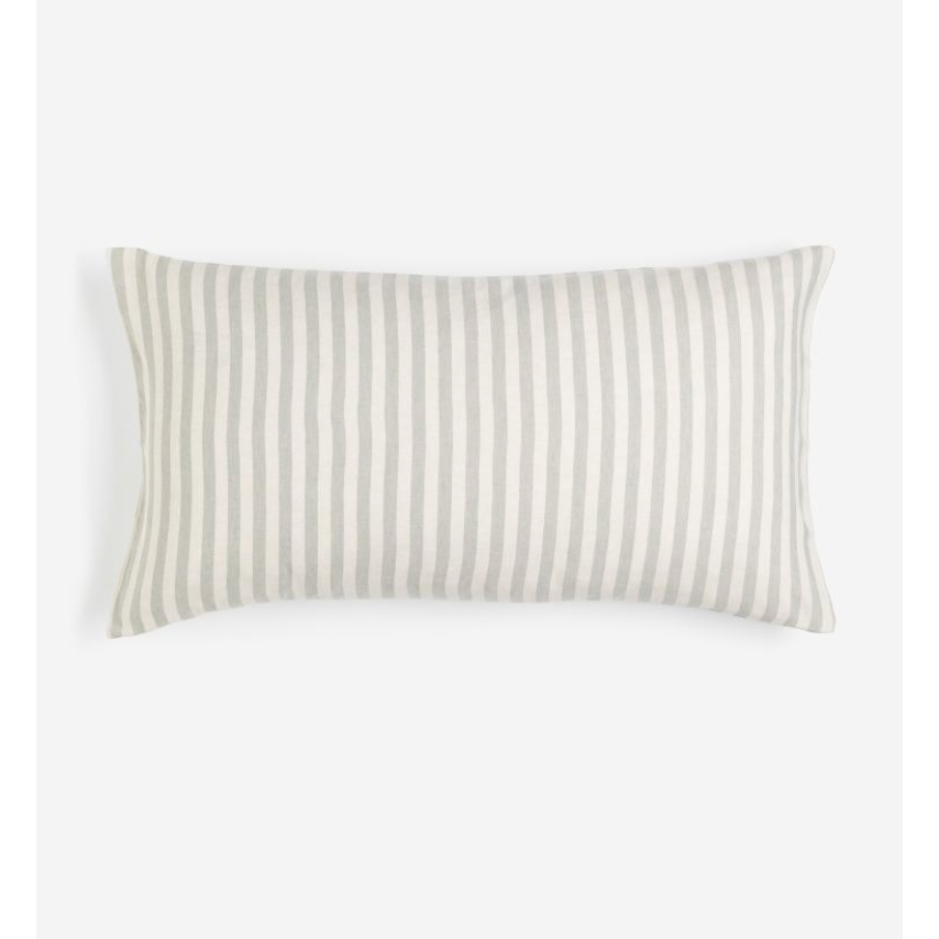 beige and white striped lumbar pillow