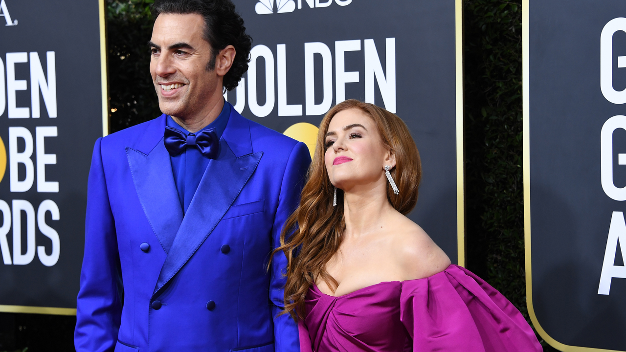 Sacha Baron Cohen and Isla Fisher attend the 77th Annual Golden Globe Awards at The Beverly Hilton Hotel on January 05, 2020 in Beverly Hills, California