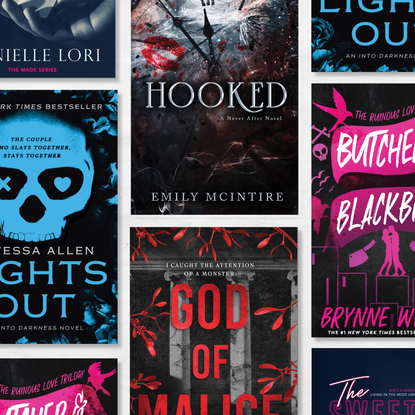 a collage of the best dark romance books including hooked lights out god of malice and more