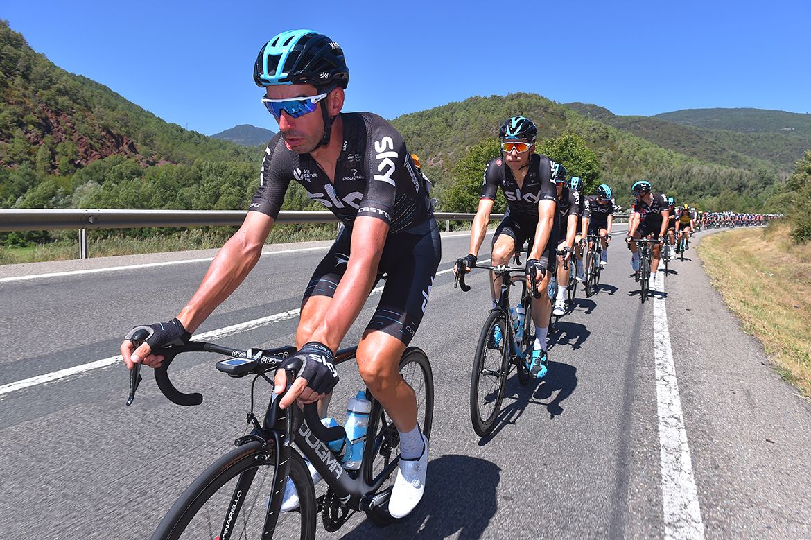 David Lopez does a pull for Team Sky