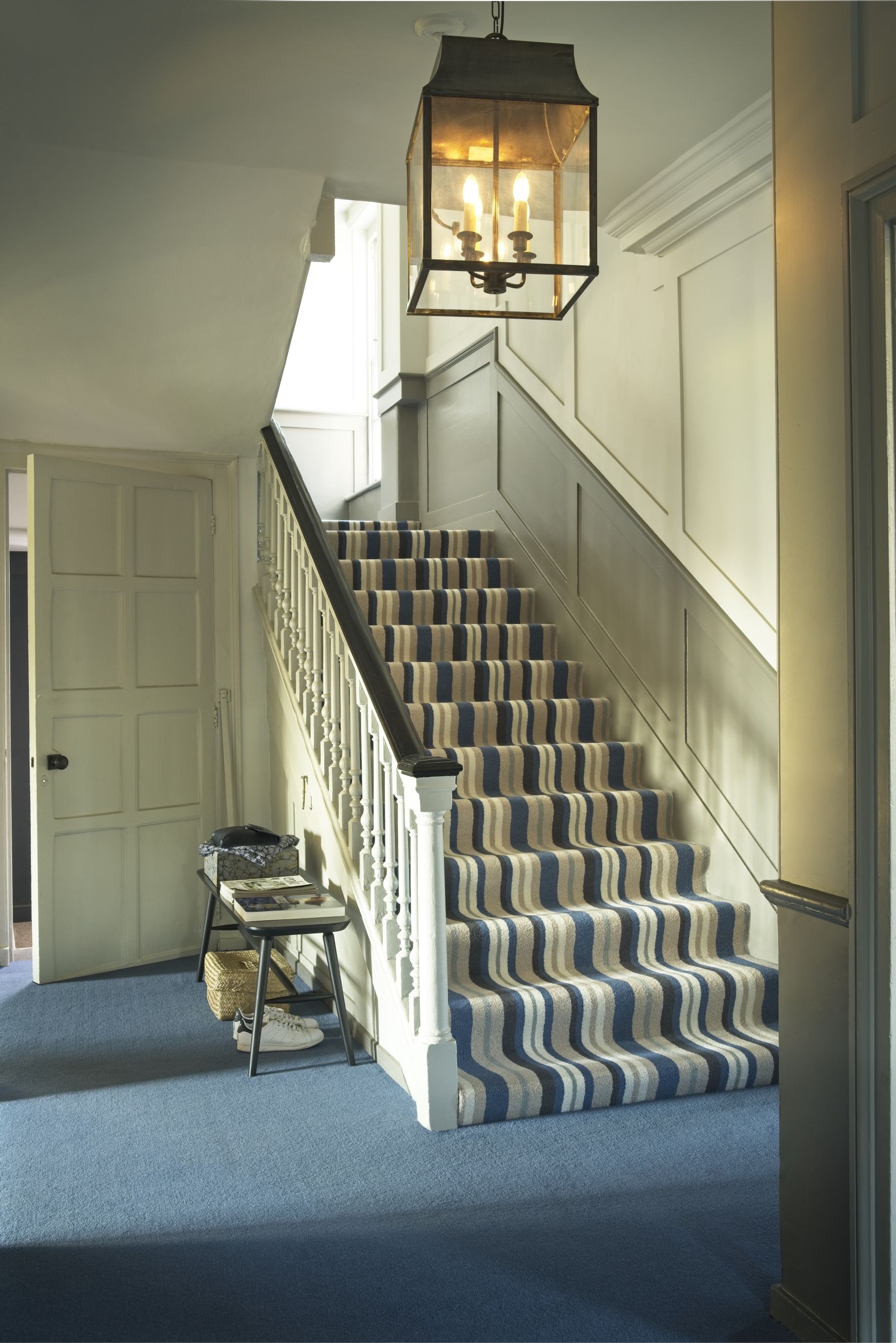 traditional striped carpet runner